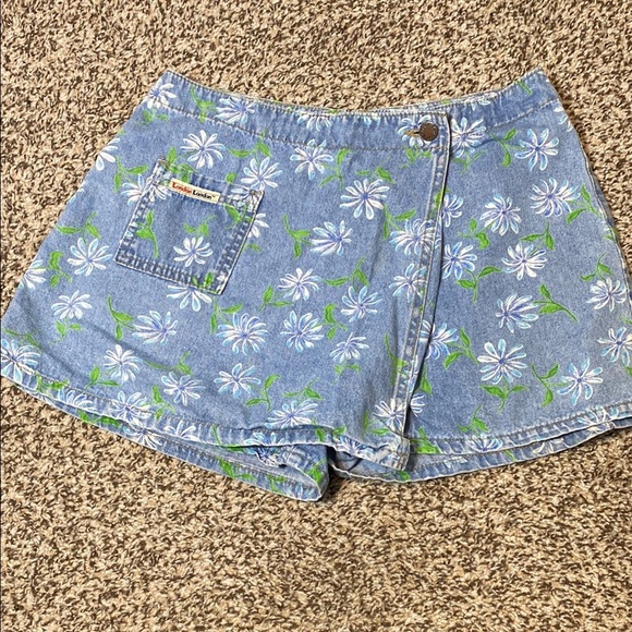 Vintage 90’s LONDONJEAN Blue and Green Skorts with Floral Pattern - Picture 1 of 8